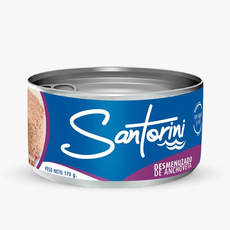SANTORINI - Desmenuzado de Anchoveta Santorini en Agua y Sal Envase 170 g