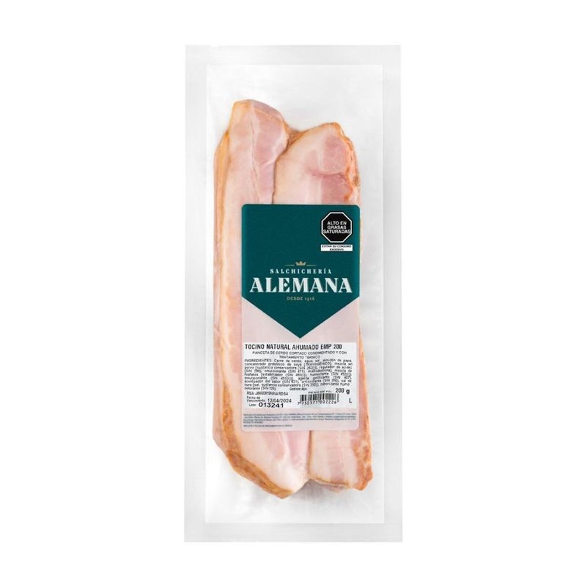 SALCHICHERIA ALEMANA - Tocino Natural Ahumado Salchichería Alemana Empaque 200 g