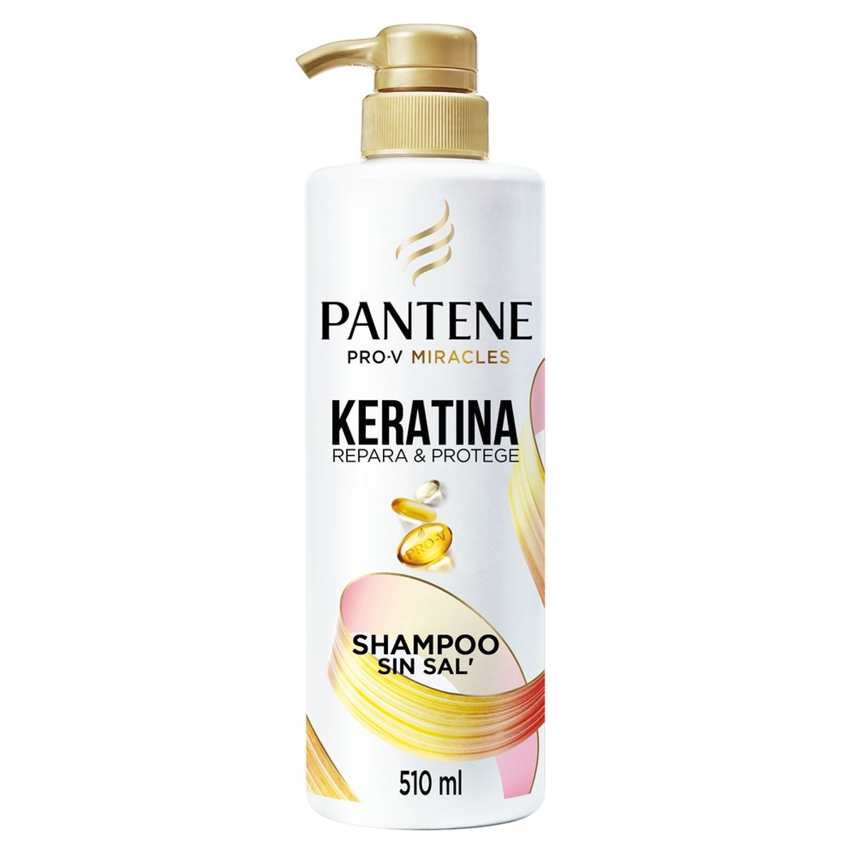 PANTENE - Shampoo Sin Sal Cabello Seco Pantene Keratina Con Pro Vitamina B5 Botella 510 mL