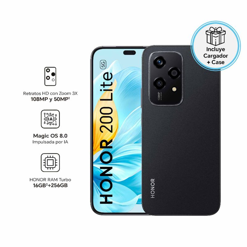 Honor - HONOR 200 LITE 8GB+256GB MIDNIGHT BLACK