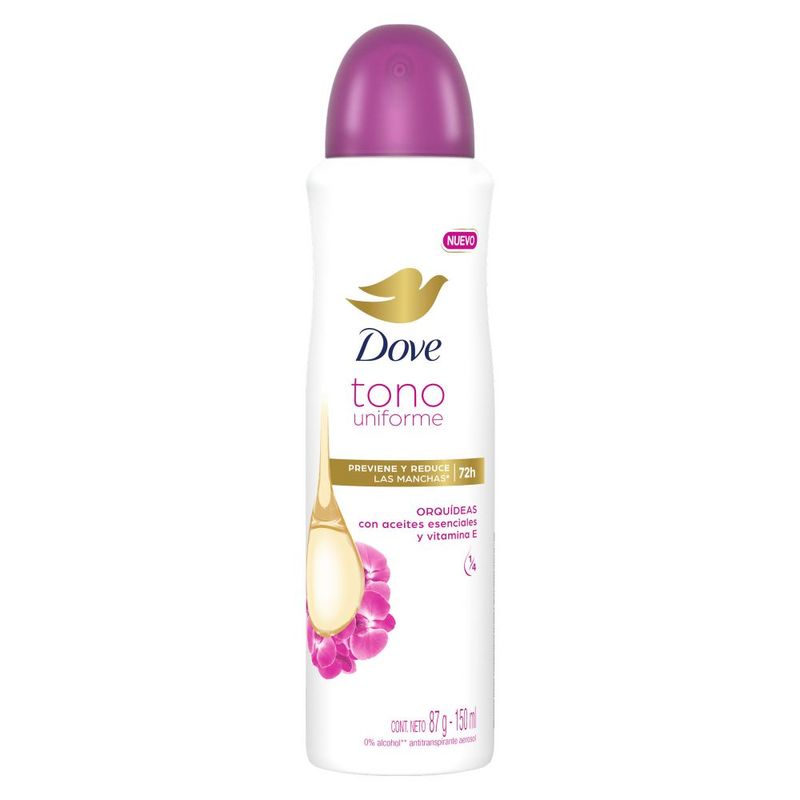 DOVE - Antitranspirante Dove En Aerosol Tono Uniforme Orquídea Envase 150 mL