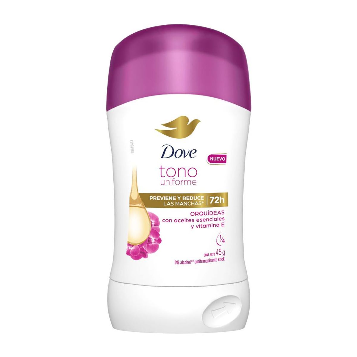 DOVE - Antitranspirante en Barra Dove Tono Uniforme Orquídea Envase 45 g