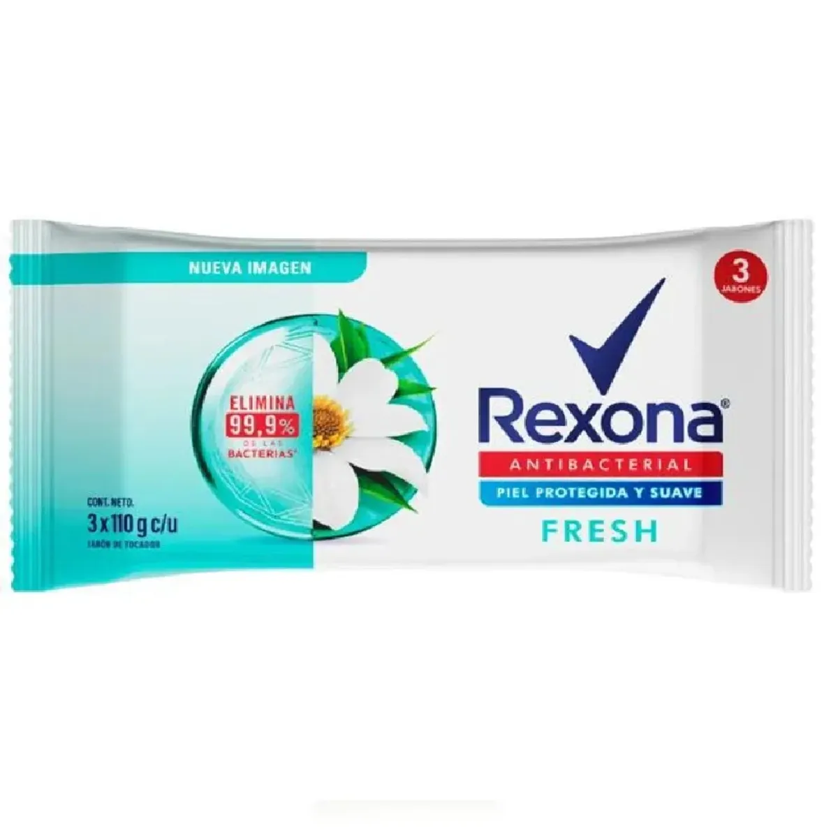 REXONA - Jabón de Tocador Rexona Antibacterial Fresh Empaque 3 Und
