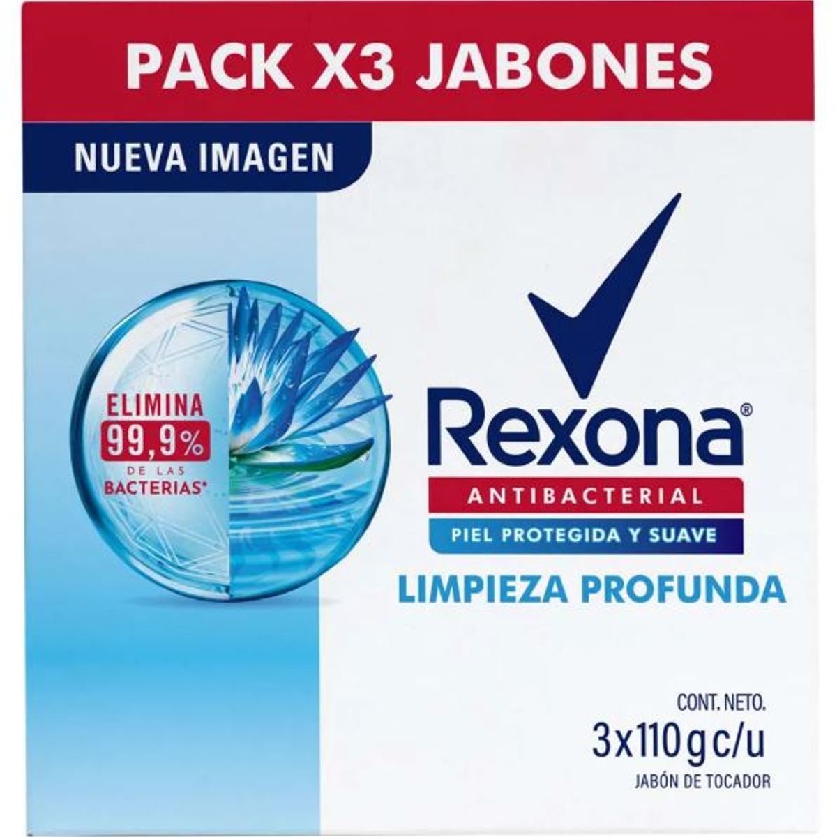 REXONA - Jabón de Tocador Rexona Limpieza Profunda Empaque 3 Und