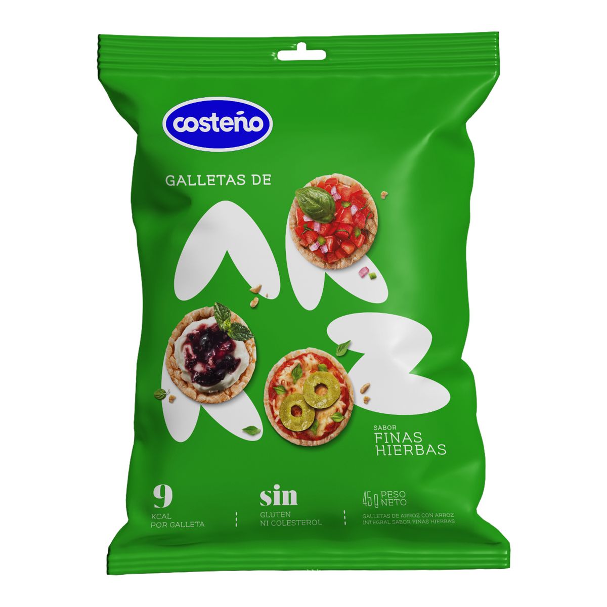 COSTENO - Galleta de Arroz Costeño Sabor Finas Hierbas Bolsa 45 g