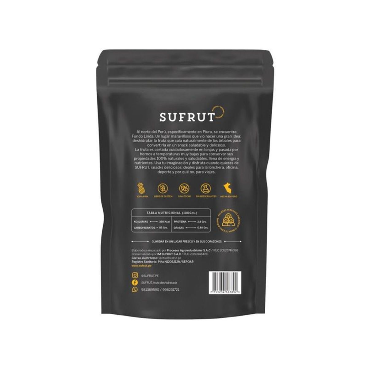 SUFRUT - Piña Deshidratada Sufrut Empaque 200 g