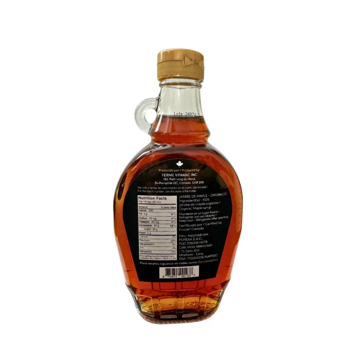 VIFRANC - Jarabe de Maple Orgánico Vifranc Envase 250 mL