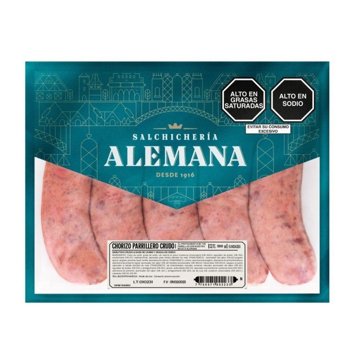SALCHICHERIA ALEMANA - Chorizo Parrillero Salchichería Alemana Empaque 500 g