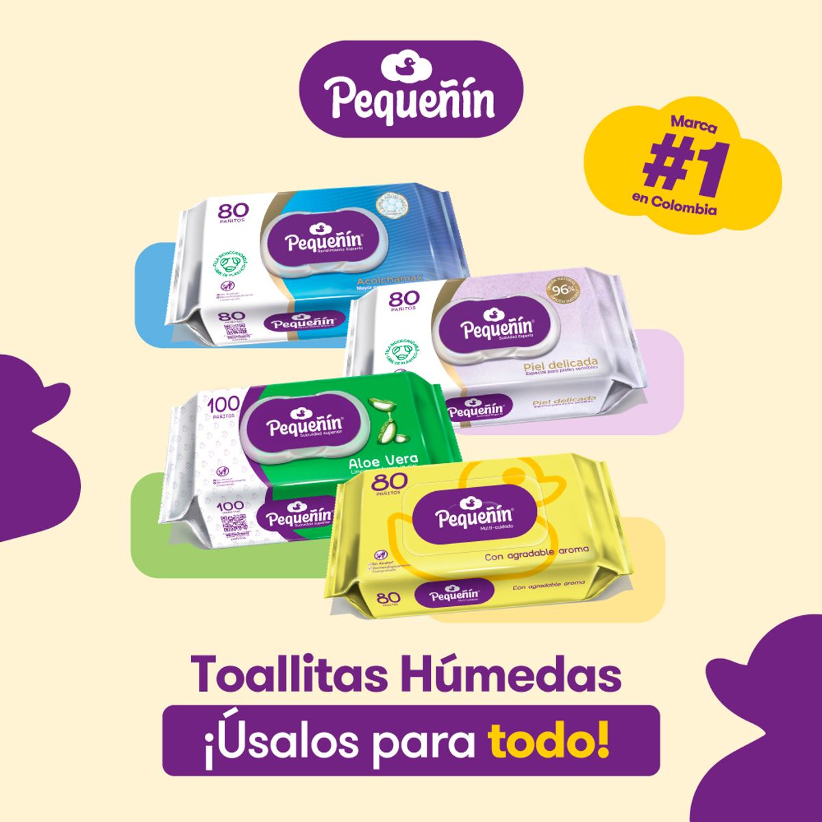 PEQUENIN - Toallitas Húmedas Pequeñin Multi Cuidado Empaque 80 Und