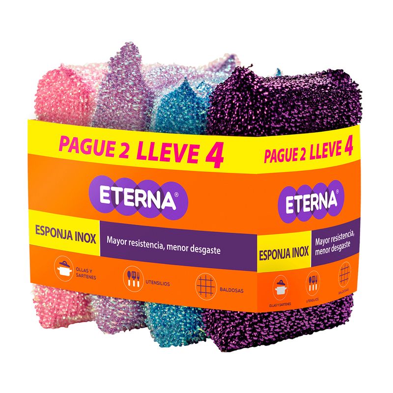 ETERNA - Esponja Eterna Inox Pack 4 Und