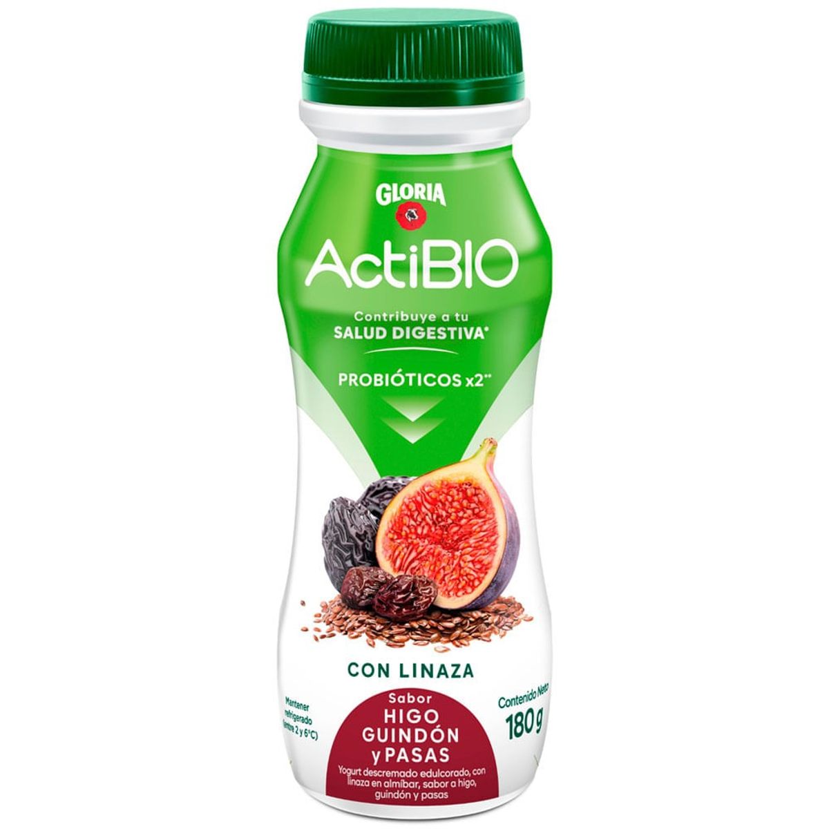 ACTIBIO - Yogurt Gloria Actibio Higo Guindón Pasas Botella 180 g