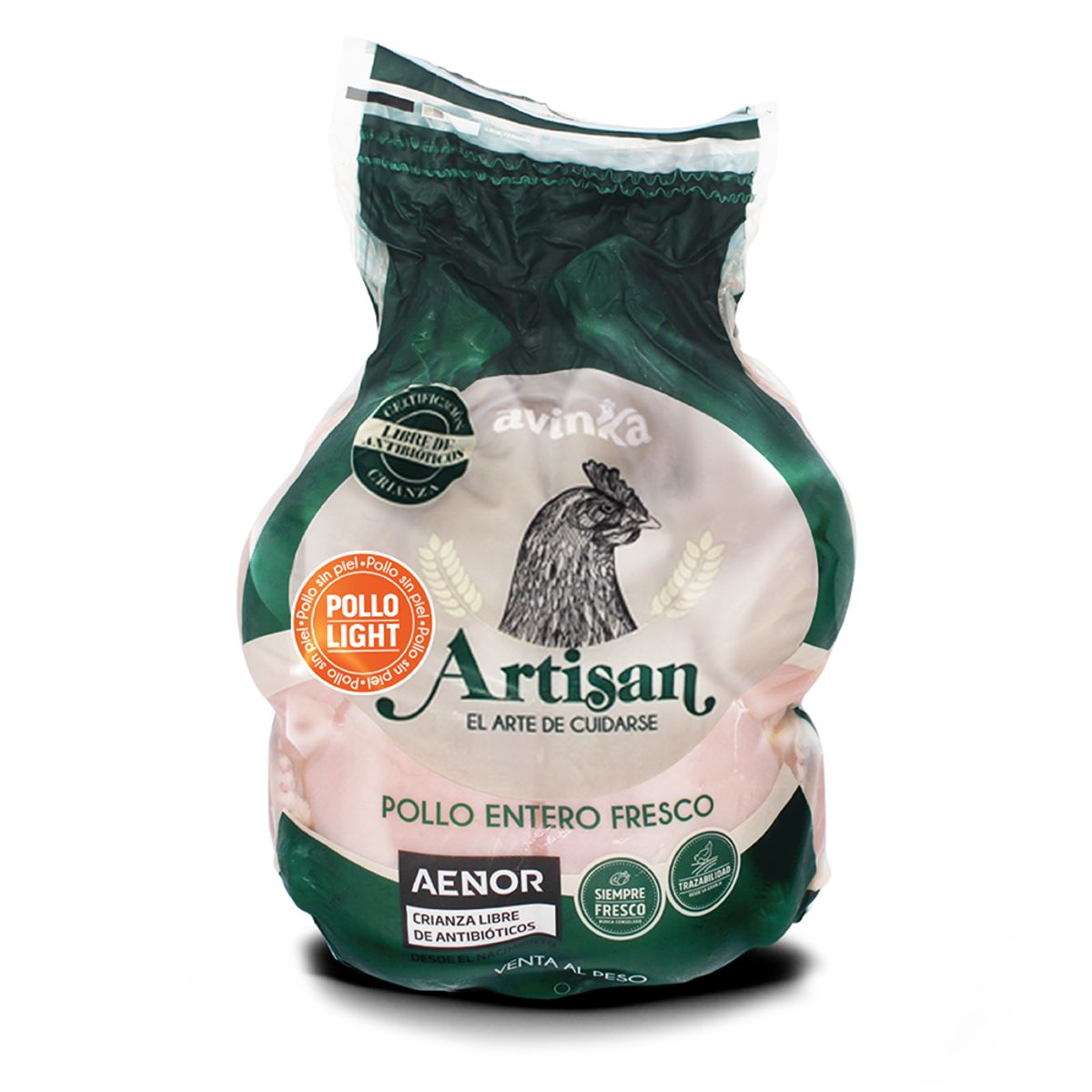 ARTISAN - Pollo Fresco Entero Light Artisan x Kg. Libre de Antibióticos.