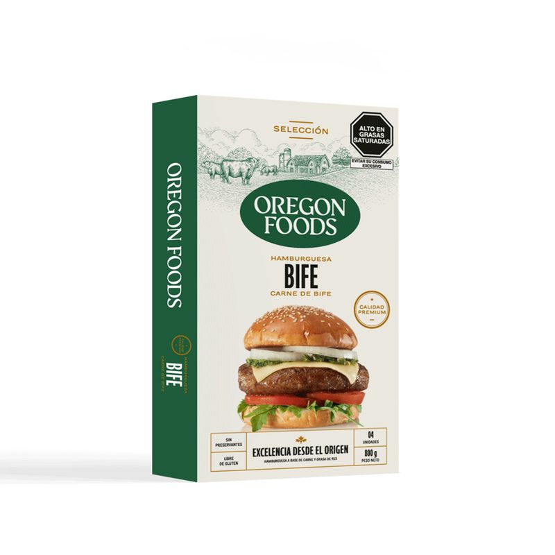 OREGON FOODS - Hamburguesa de Bife Oreg Foods 800 g (4 unidades)