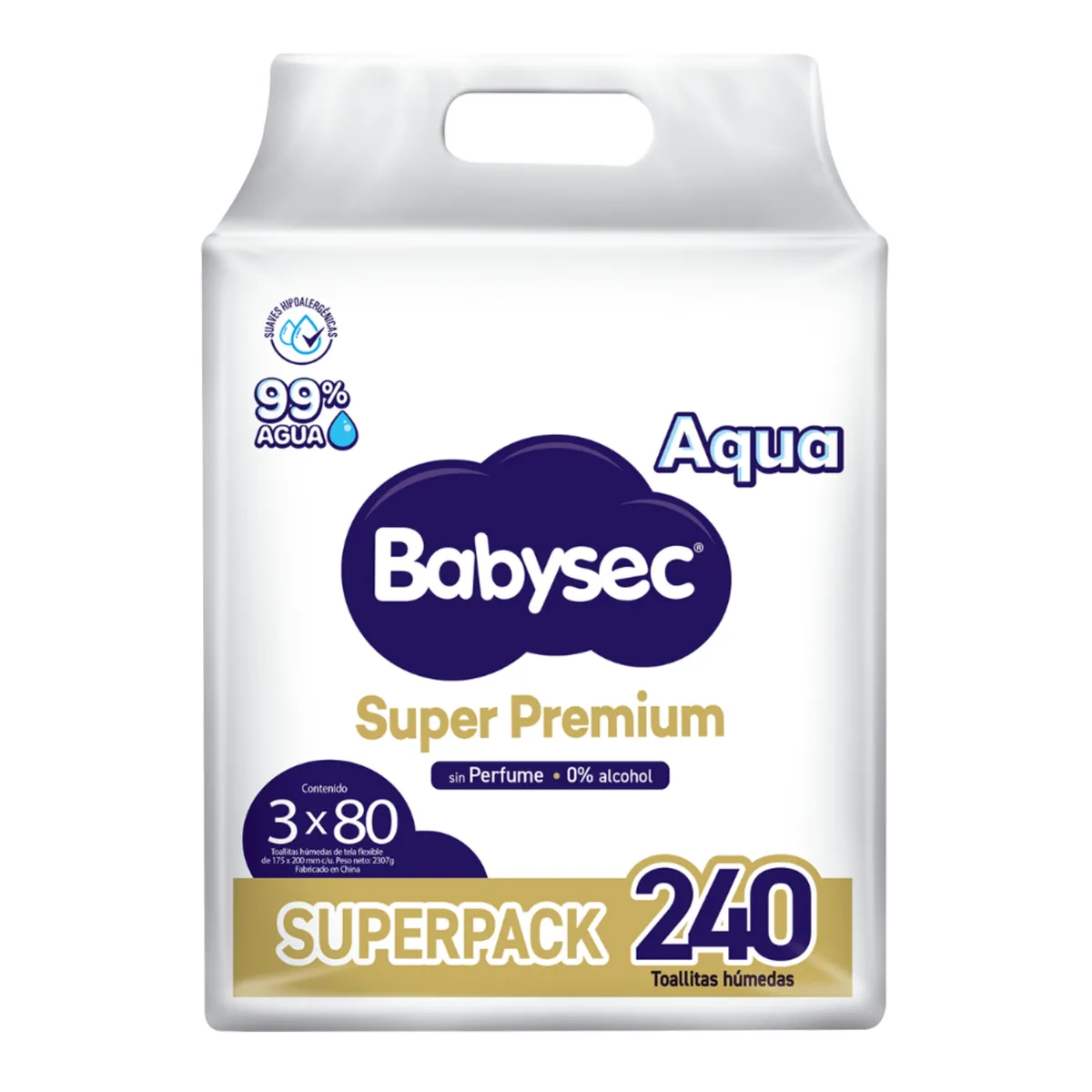 BABYSEC - Toallas Húmedas Babysec Super Premium Aqua Empaque 240 Und