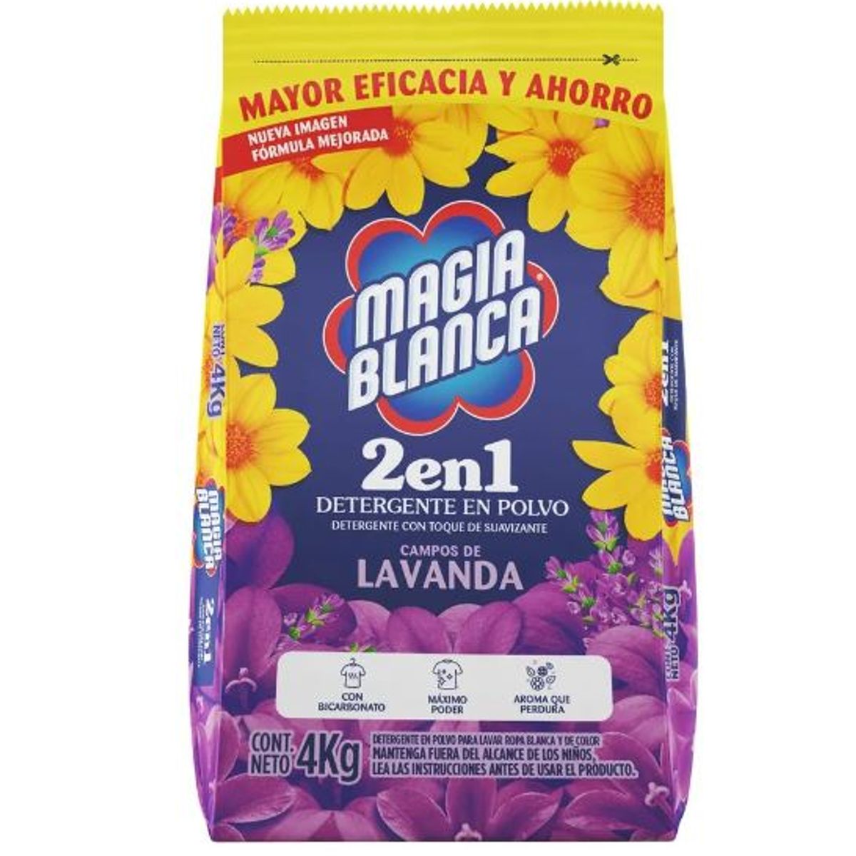 MAGIA BLANCA - Detergente en Polvo Magia Blanca Lavanda Bolsa 4 Kg