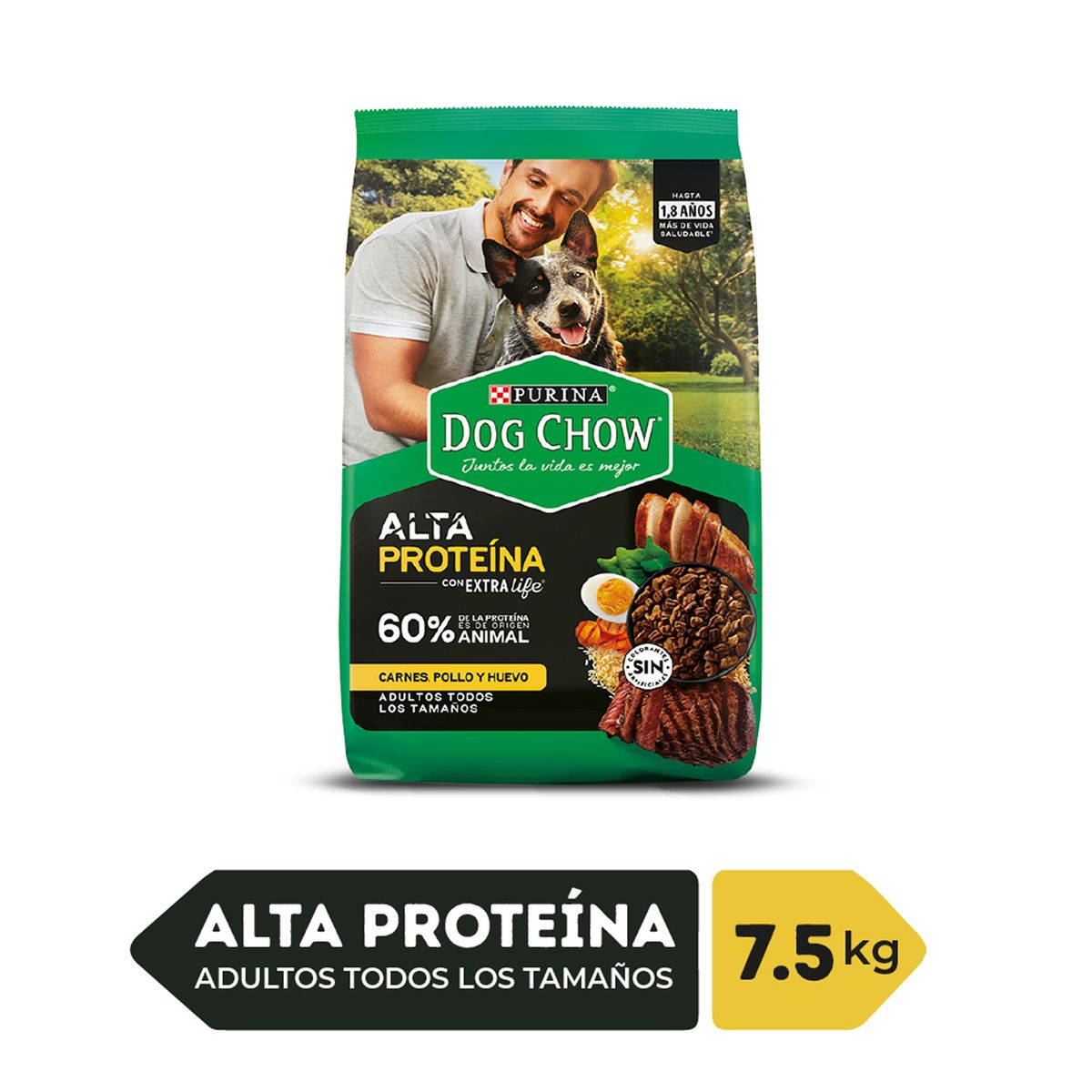DOG CHOW - Alimento Seco Perros Adultos Dog Chow Alta Proteína Bolsa 7.5 Kg