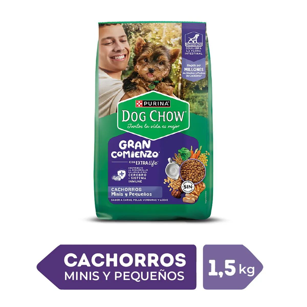DOG CHOW - Alimento Seco Cachorros Pequeños Dog Chow Carne Pollo Bolsa 1.5 Kg