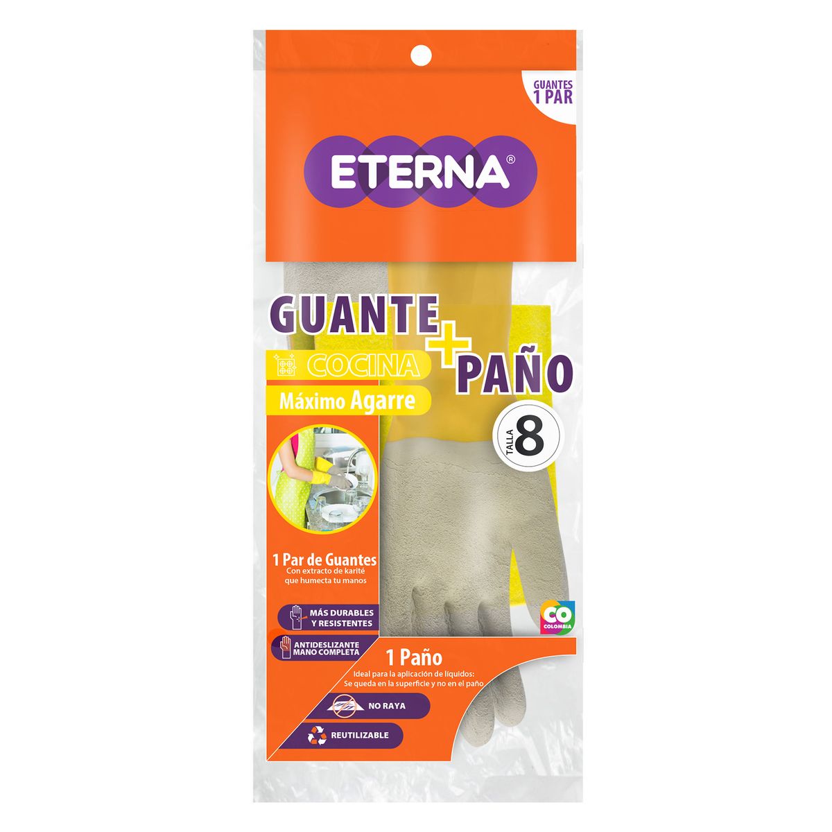 ETERNA - Set Guante Maxi Agarre + Paño Talla 8