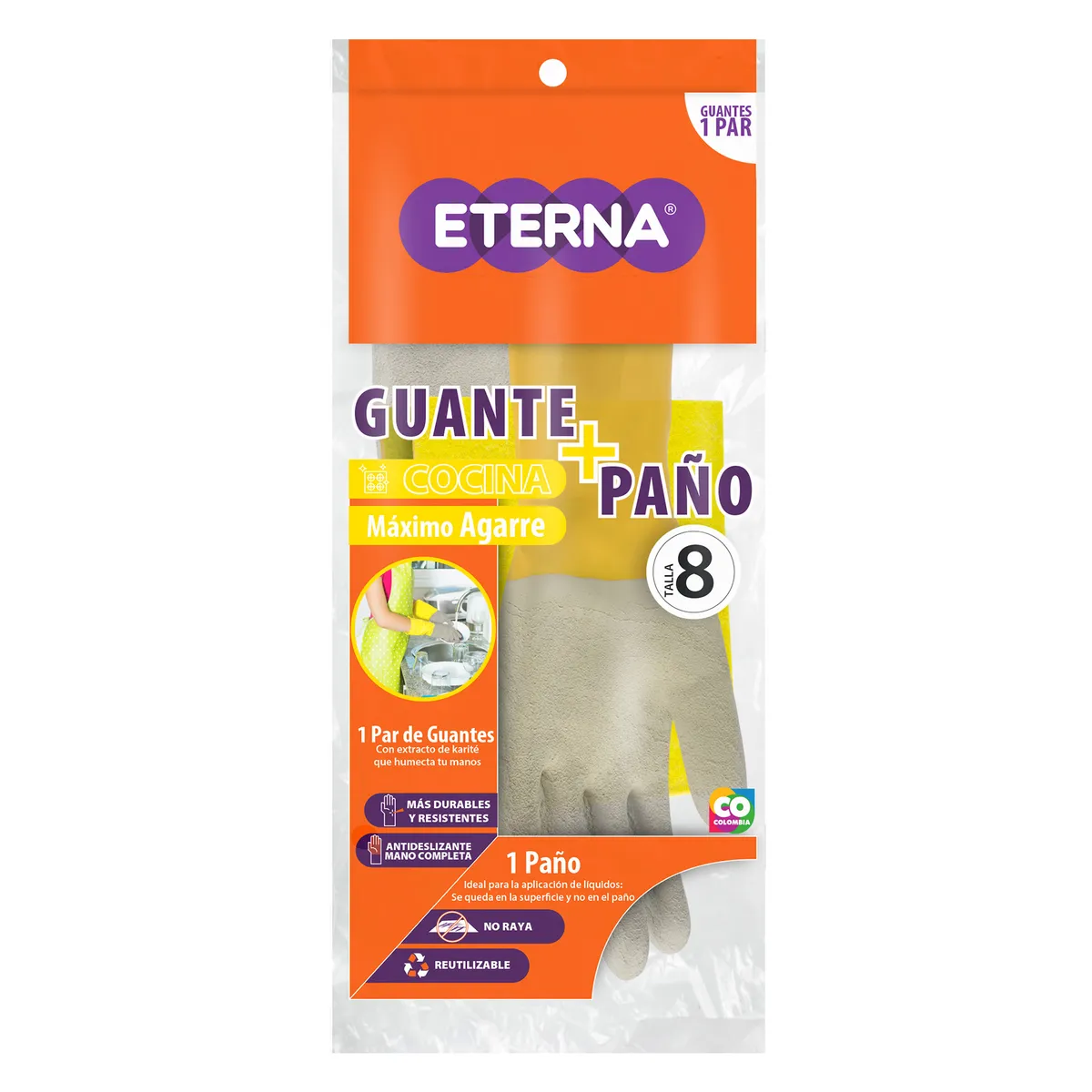 ETERNA - Set Guante Maxi Agarre + Paño Talla 8