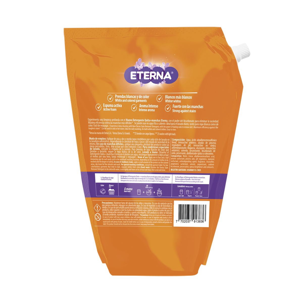 ETERNA - Detergente Líquido Eterna Quita+ Manchas Doypack 1.8 L