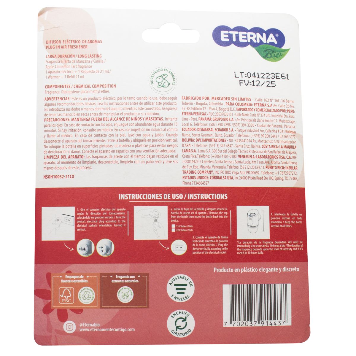 ETERNA - Ambientador Eléctrico Eterna Manzana Canela + Repuesto