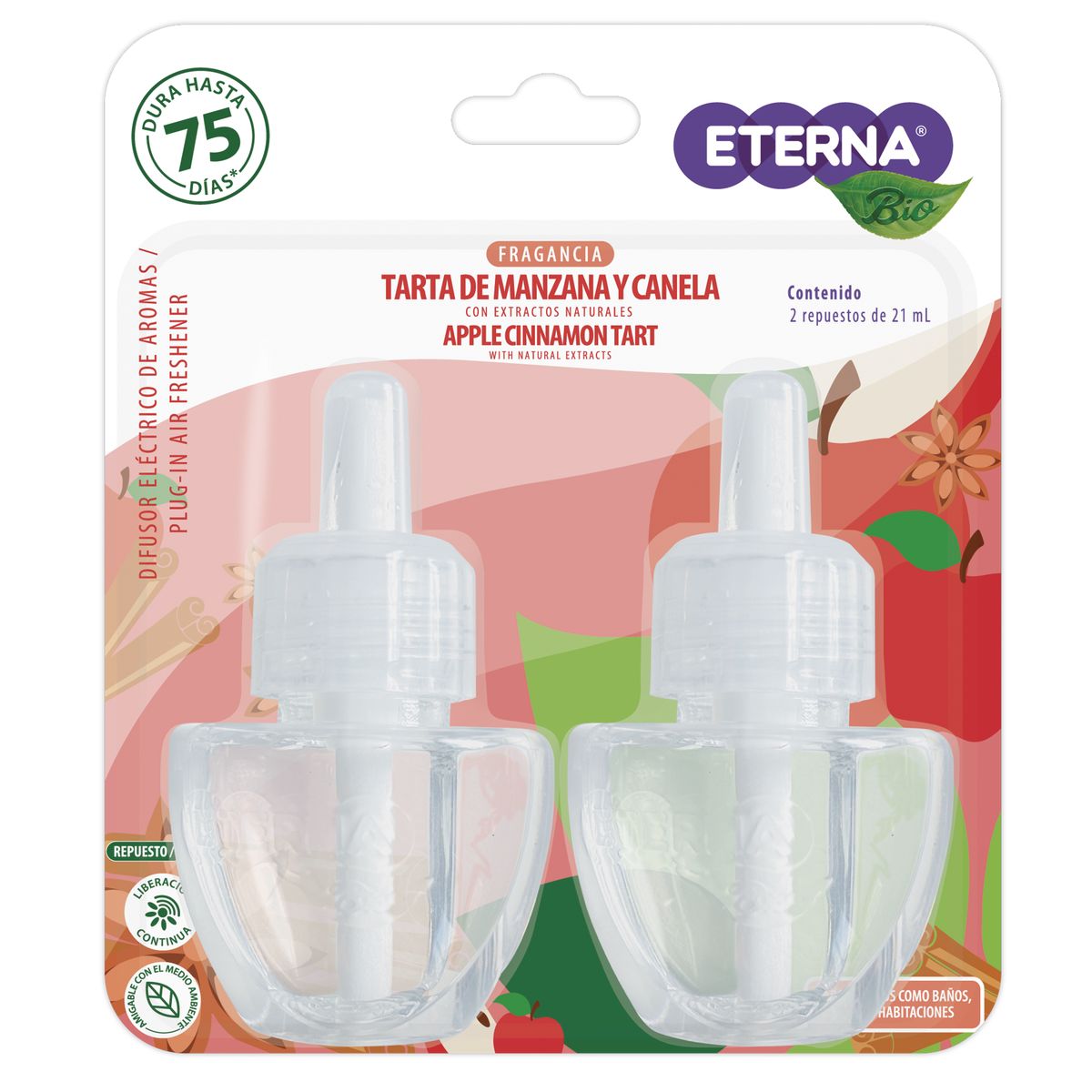 ETERNA - Repuesto para Ambientador Eterna Manzana Canela Empaque 2 Und
