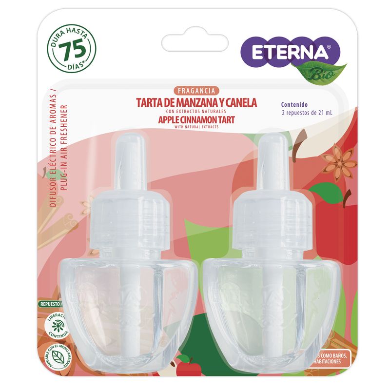 ETERNA - Repuesto Ambientador Eléctrico Eterna Manzana Canela Empaque 2 Und