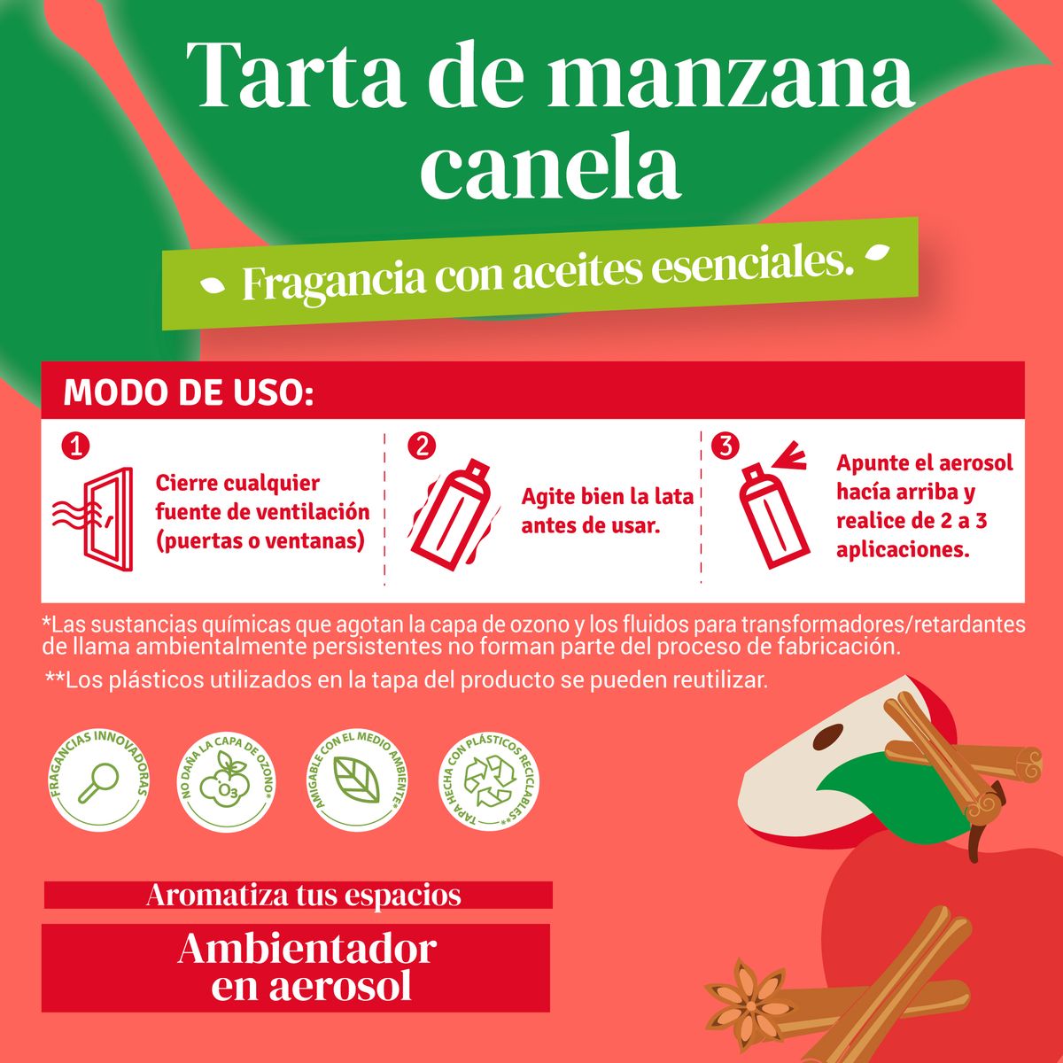 ETERNA - Ambientador en Spray Eterna Manzana Canela Envase 400 mL