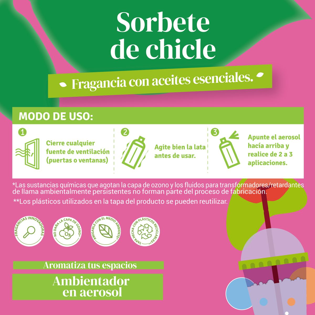 ETERNA - Ambientador en Spray Eterna Sorbete Chicle Envase 400 mL