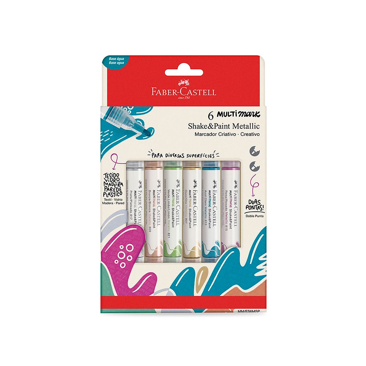 FABER CASTELL - Plumones Faber Castell Sheake And Paint Metálicos Empaque 6 Und