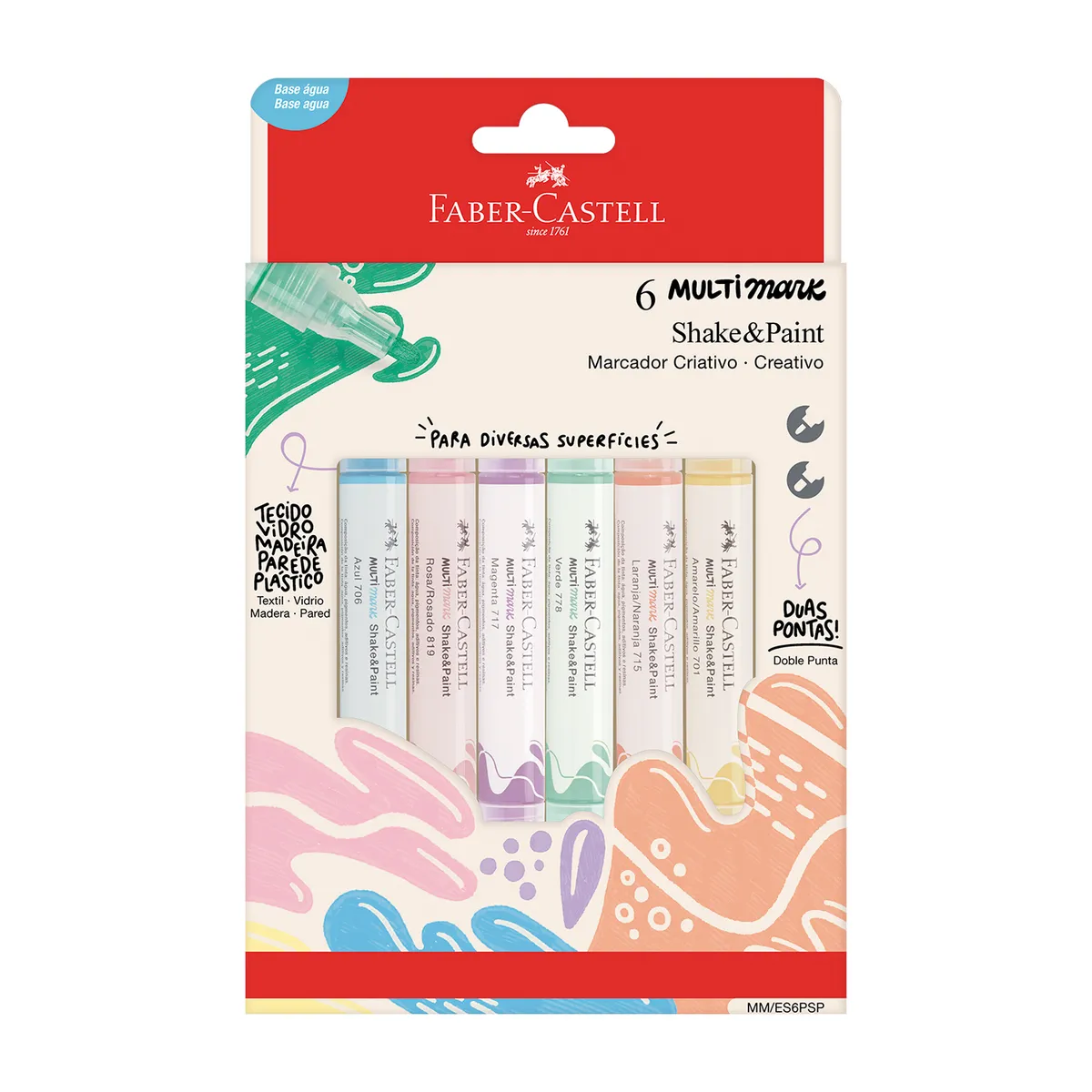 FABER CASTELL - Plumones Faber Castell Sheake And Paint Pastel Empaque 6 Und
