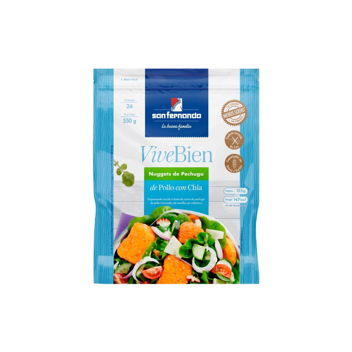 SAN FERNANDO - Nuggets de Pechuga de Pollo con Chía San Fernando Empaque 550 g