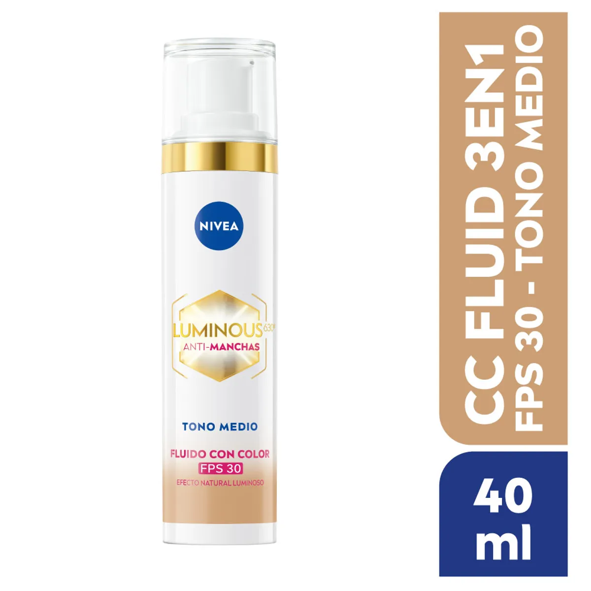 NIVEA - Fluido con Color Nivea Luminous Anti Manchas FPS30 Envase 40 mL