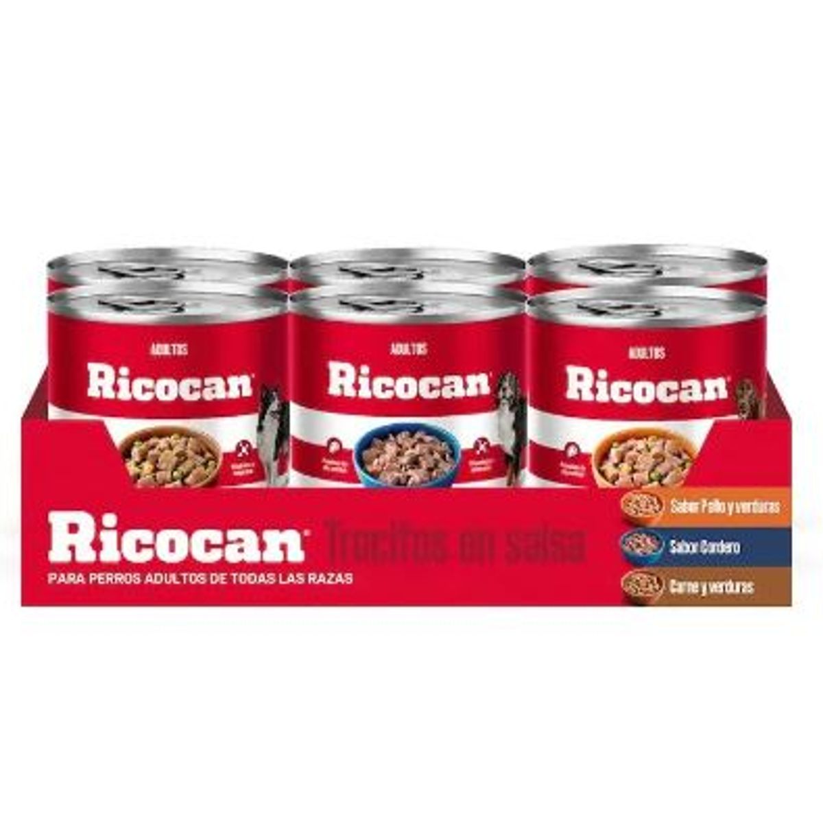 RICOCAN - Trocitos Surtidos Perros Adultos Ricocan Sixpack Lata 290 g