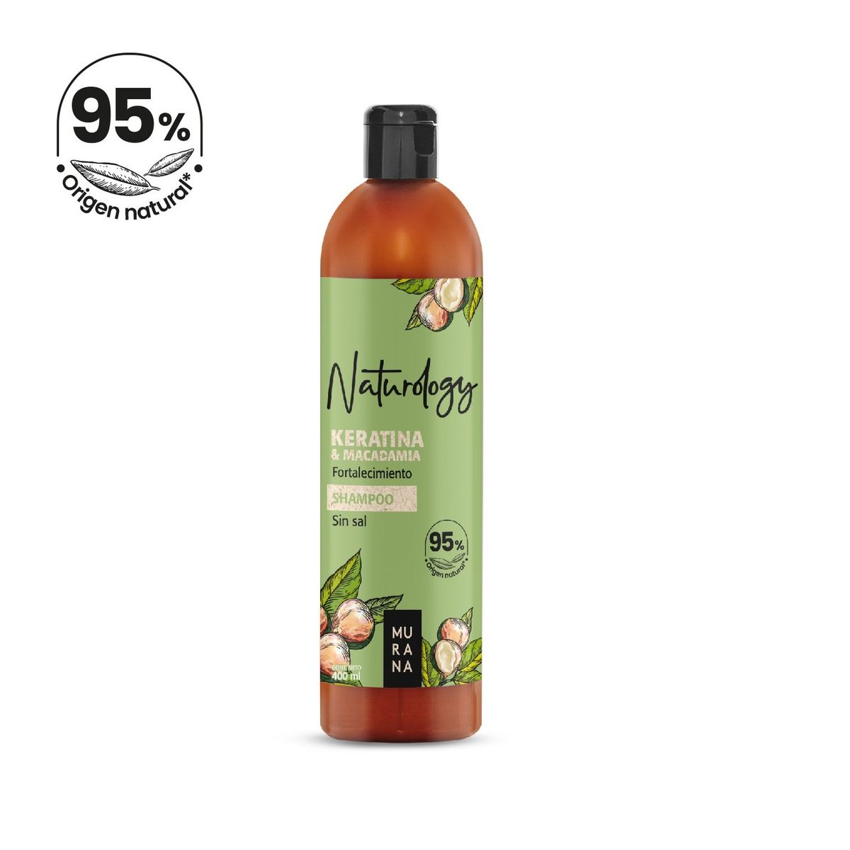 MURANA - Shampoo Murana Naturology Keratina y Macadamia Botella 400 mL