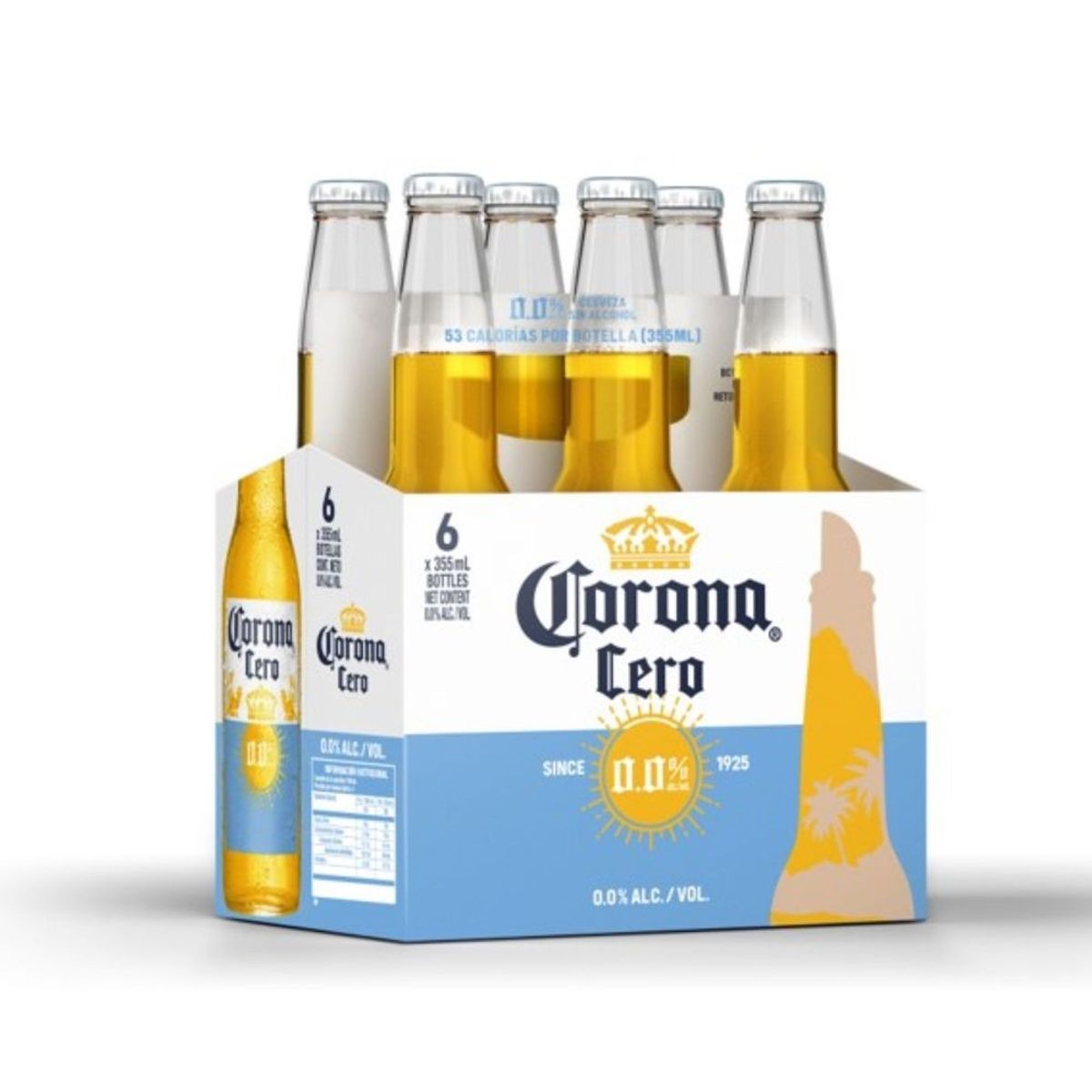 CORONA - Cerveza Corona Cero Sin Alcohol Sixpack Botella 355 mL