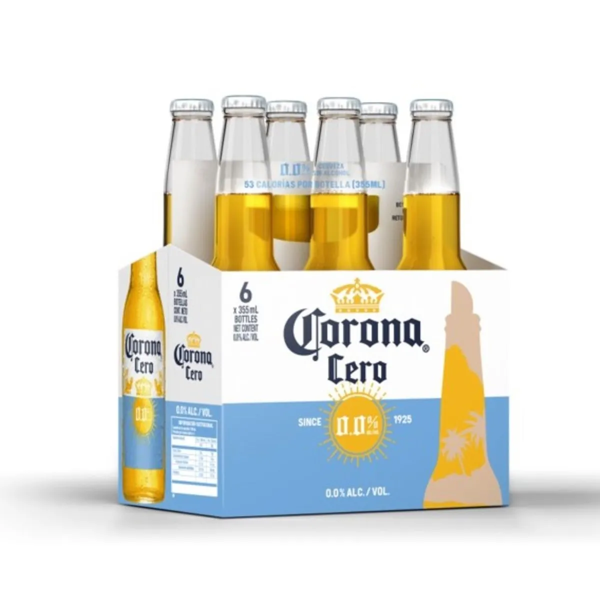 CORONA - Cerveza Corona Cero Sin Alcohol Sixpack Botella 355 mL