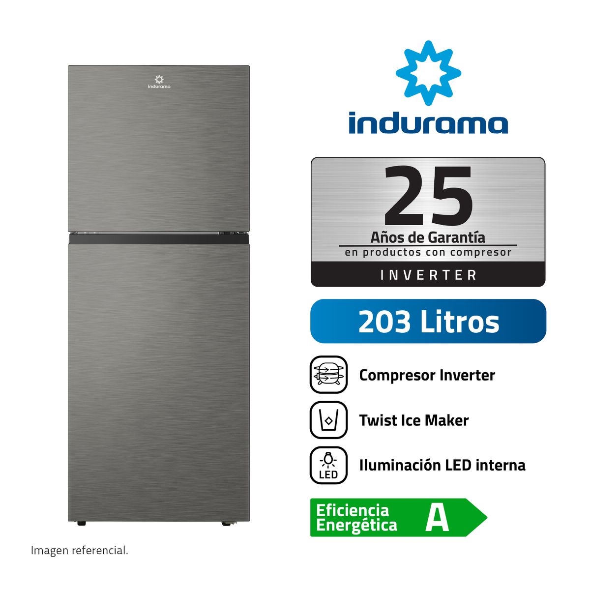 INDURAMA - Refrigeradora Top Mount 203 L No Frost RI-359I Croma