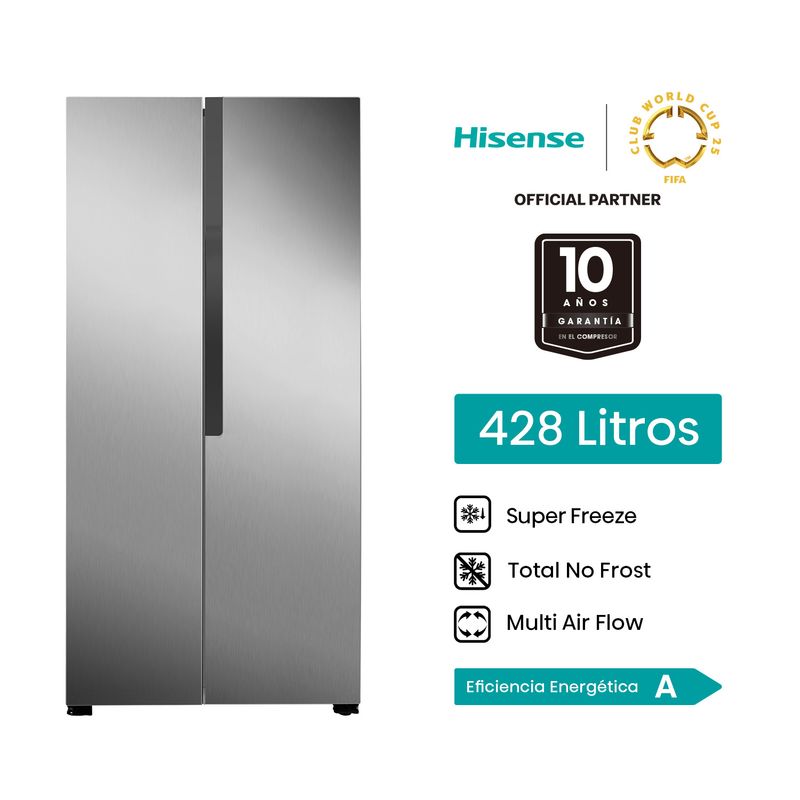 HISENSE - REFRIGERADORA SIDE BY SIDE 428L GRIS