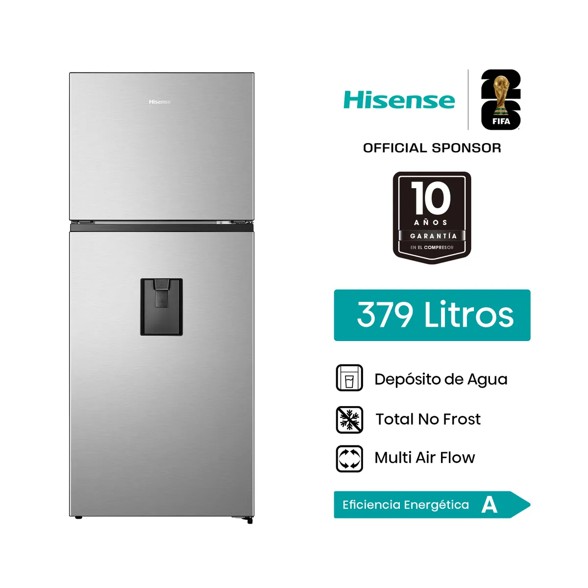 HISENSE - Refrigeradora Top Mount 379 L Gris