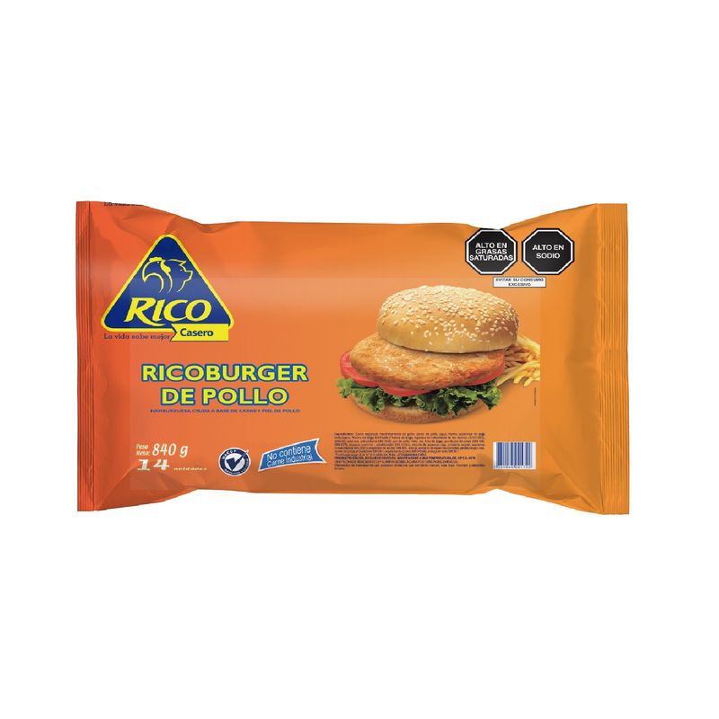 RICO - Hamburguesa Rico de Pollo Casera Empaque 840 g