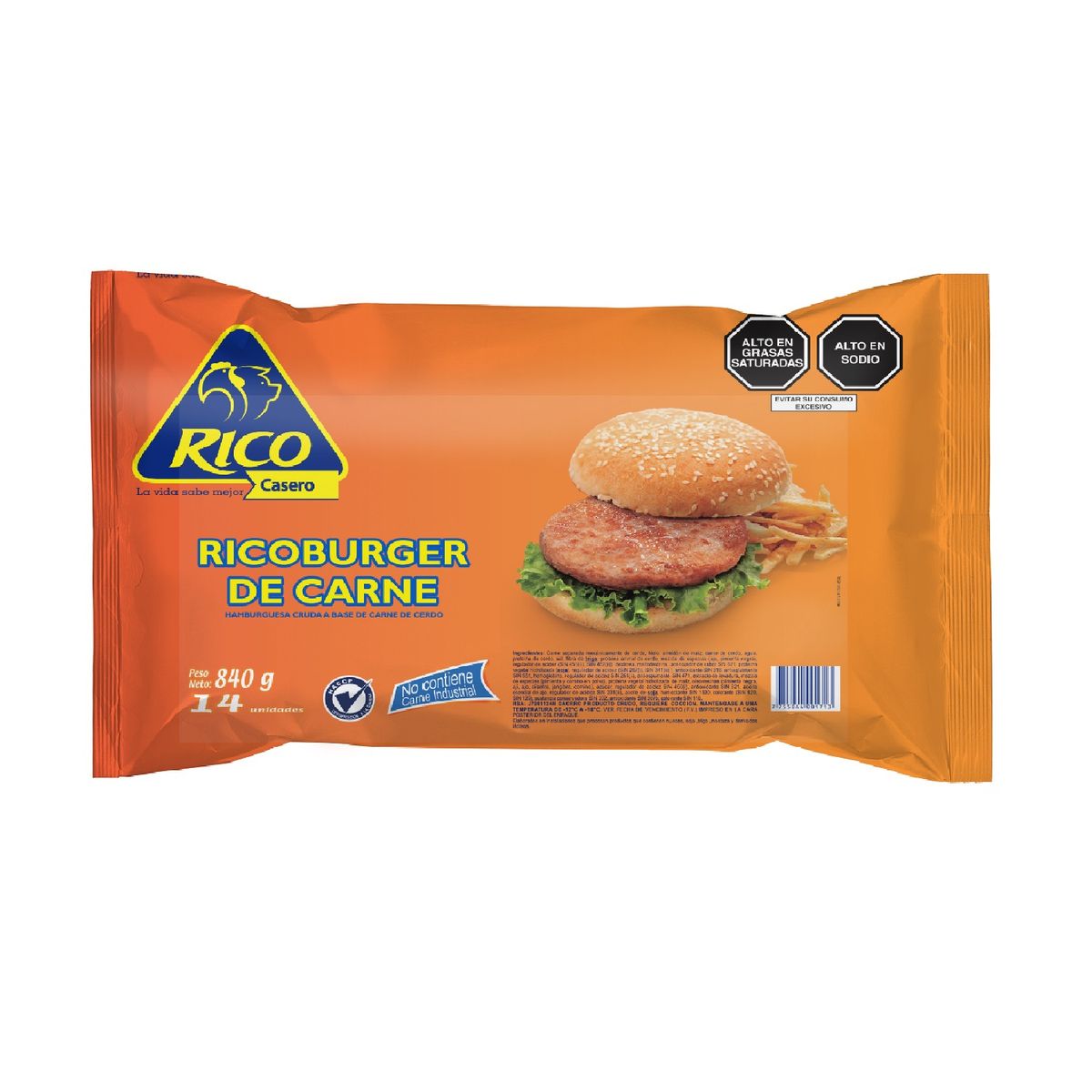 RICO - Hamburguesa Casera de Carne Rico Empaque 840 g