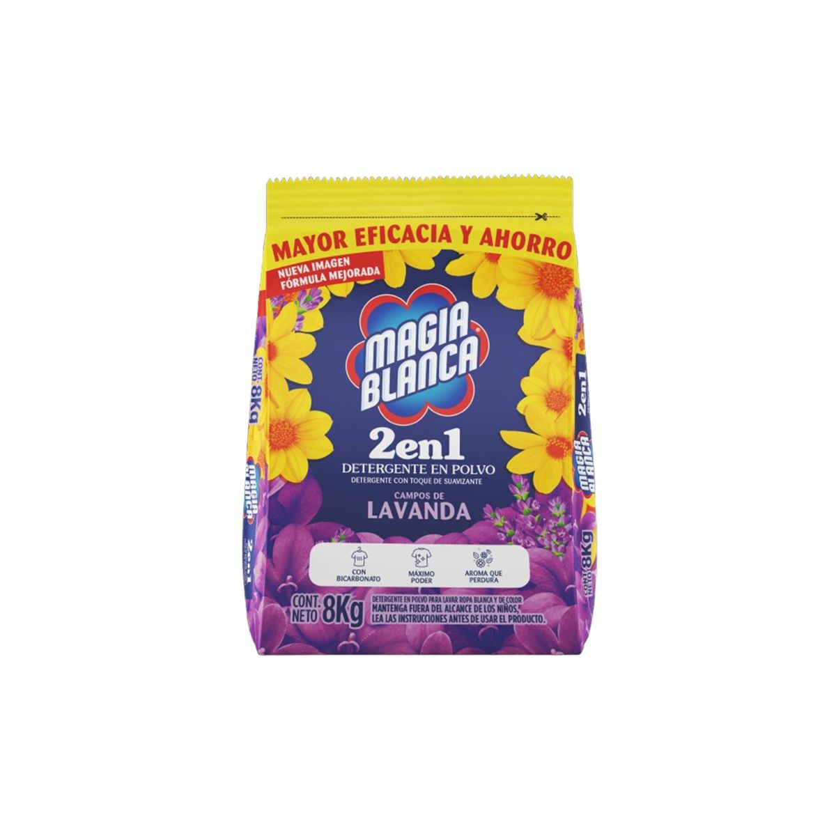 MAGIA BLANCA - Detergente en Polvo Magia Blanca Lavanda Bolsa 8 Kg