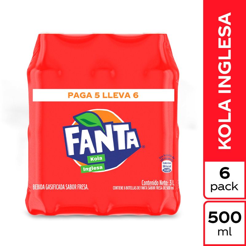 FANTA - Six Pack Fanta Kola Inglesa 500 mL