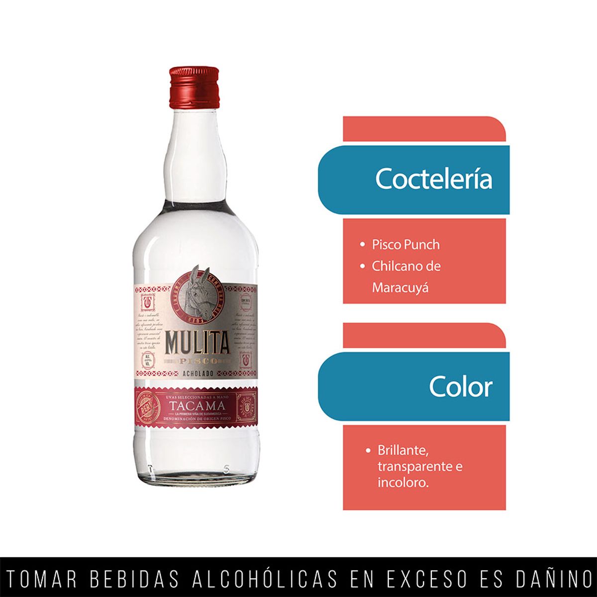 TACAMA - Pisco Acholado Tacama Mulita Botella 700 mL