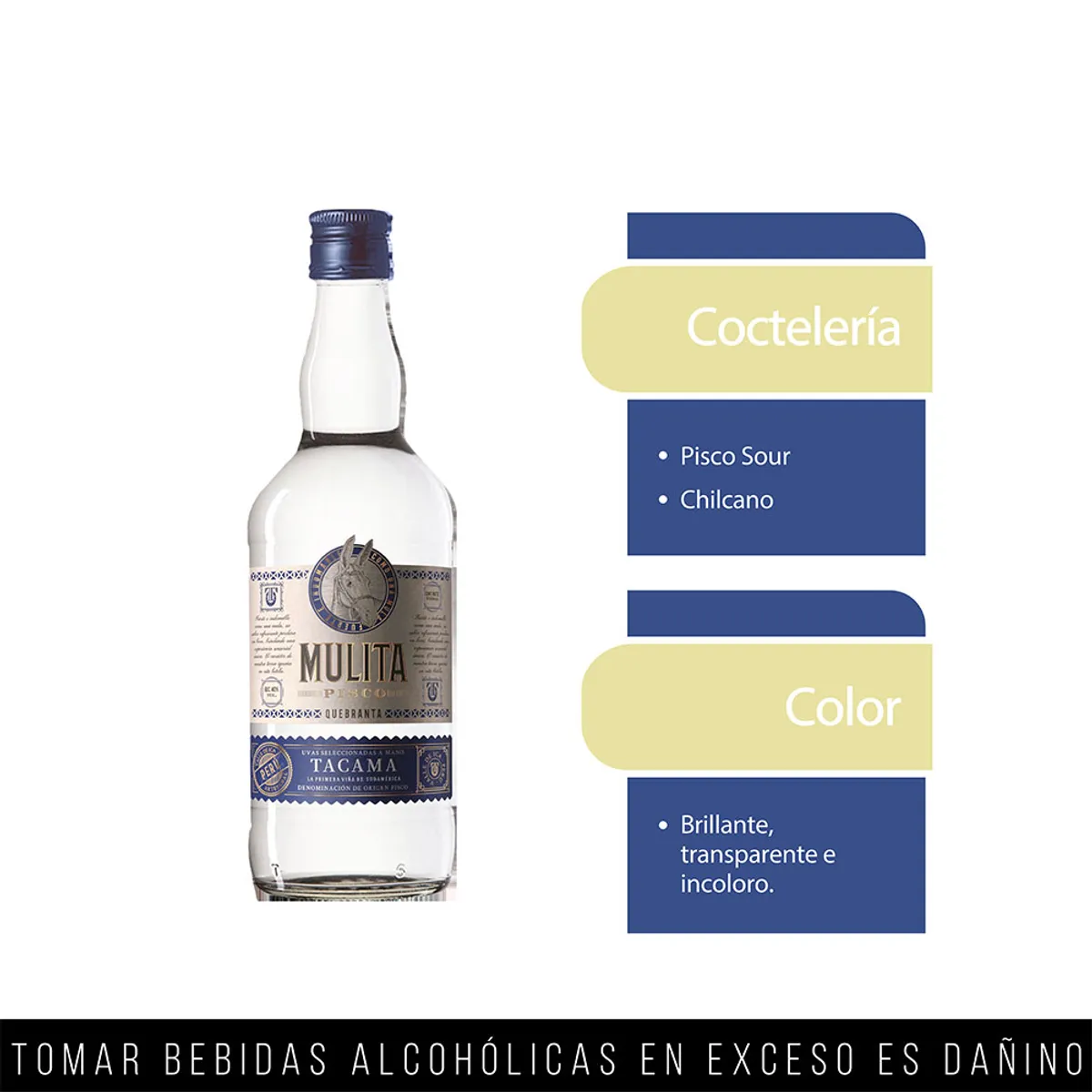 TACAMA - Pisco Quebranta Tacama Mulita Botella 700 mL