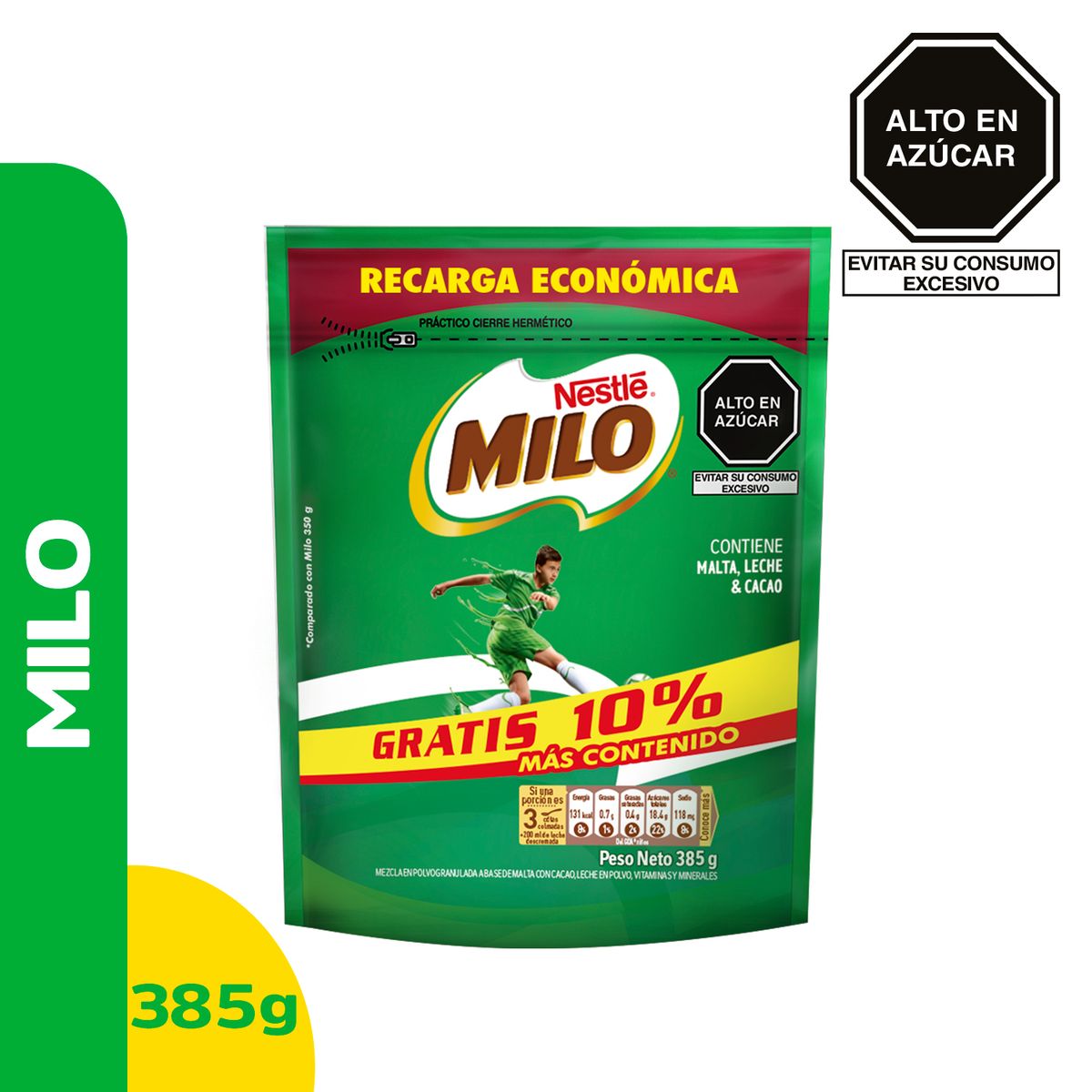 MILO - Mezcla Granulado Milo Malta Cacao Doypack x 385 g