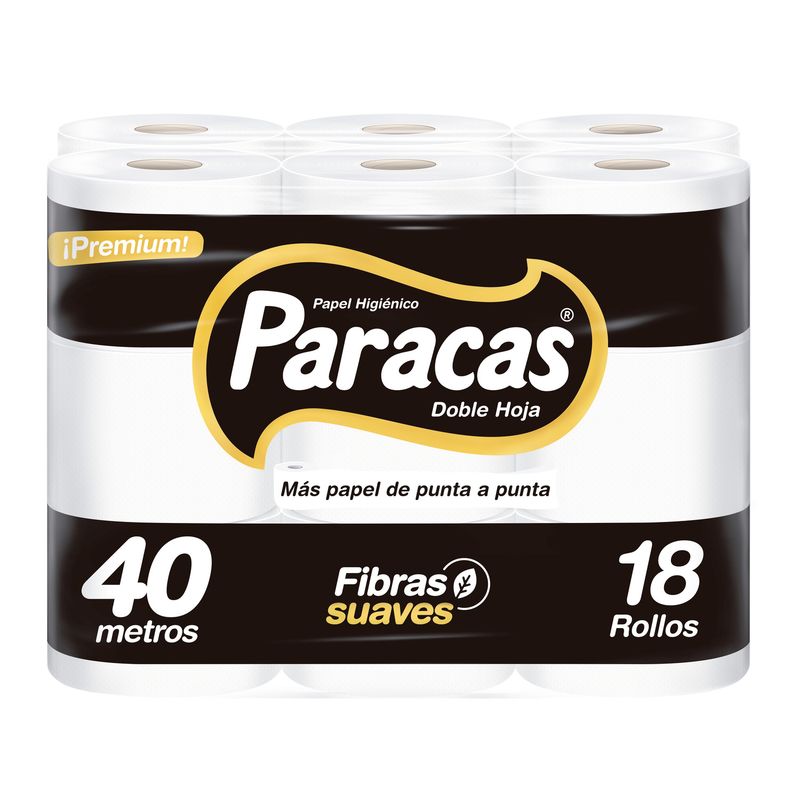 PARACAS - Papel Higiénico Paracas Premium Doble Hoja Black Empaque 18 Rollos