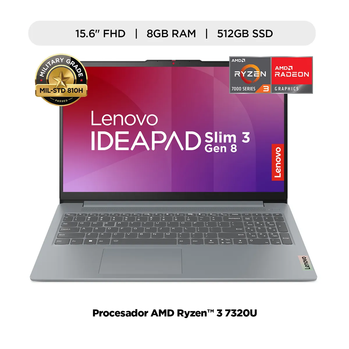LENOVO - Laptop Lenovo IdeaPad Slim 3 AMD Ryzen 3 7320U 8GB RAM 512GB SSD 15.6" FHD