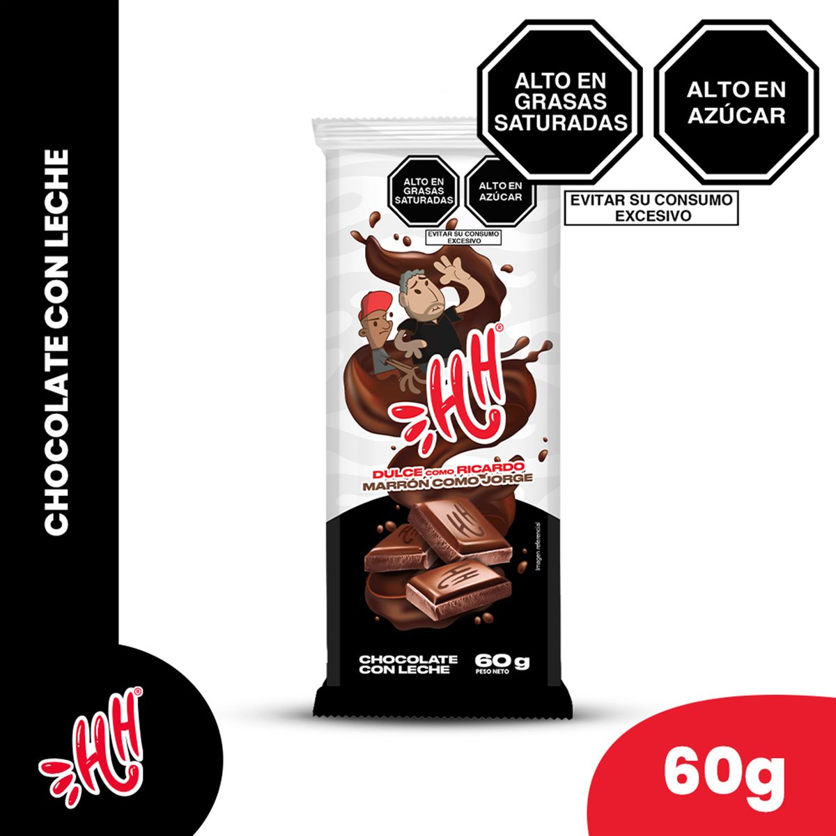 HH - Tableta Chocolate con Leche HH Empaque 60 g